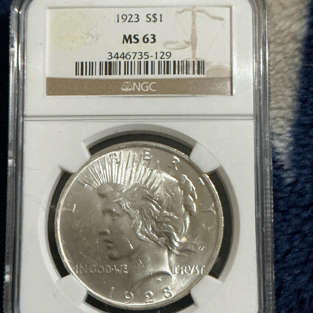 Graded 1923 Peace Silver Dollar - Silver MS63